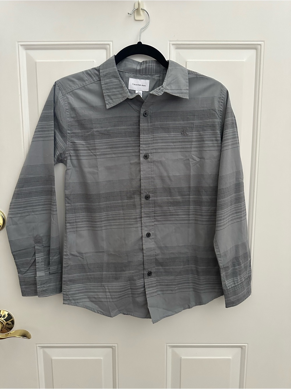 Calvin Klein Gray Striped kids Button-Up Shirt size M
